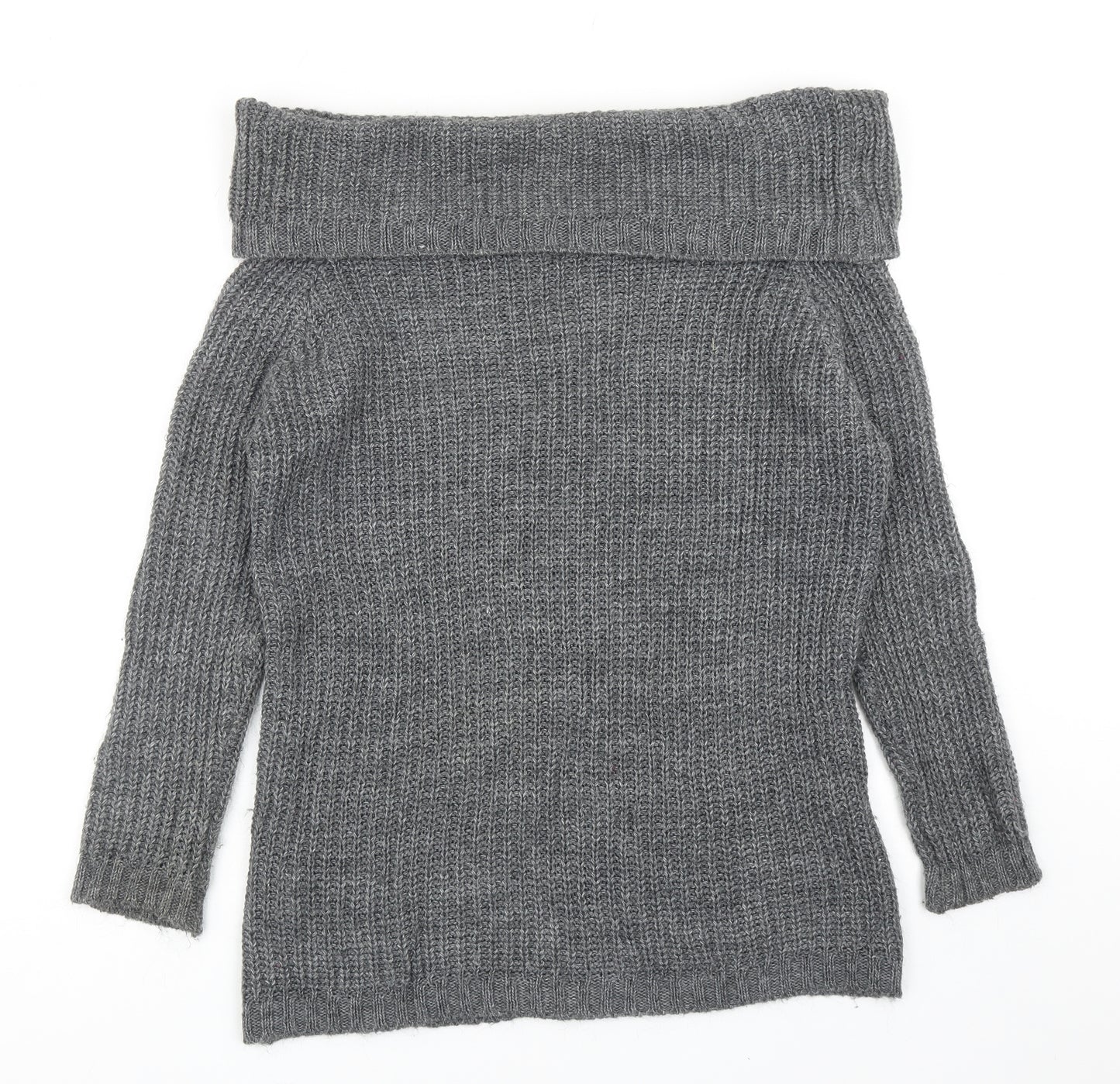 Cameo Rose Womens Grey Roll Neck Acrylic Pullover Jumper Size M