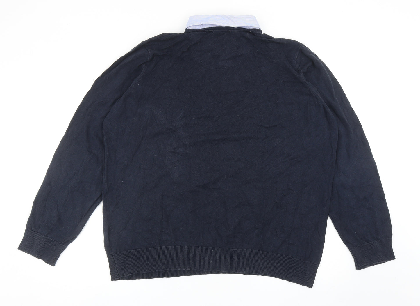 Marks and Spencer Mens Blue Collared Cotton Pullover Jumper Size 2XL - Shirt Insert