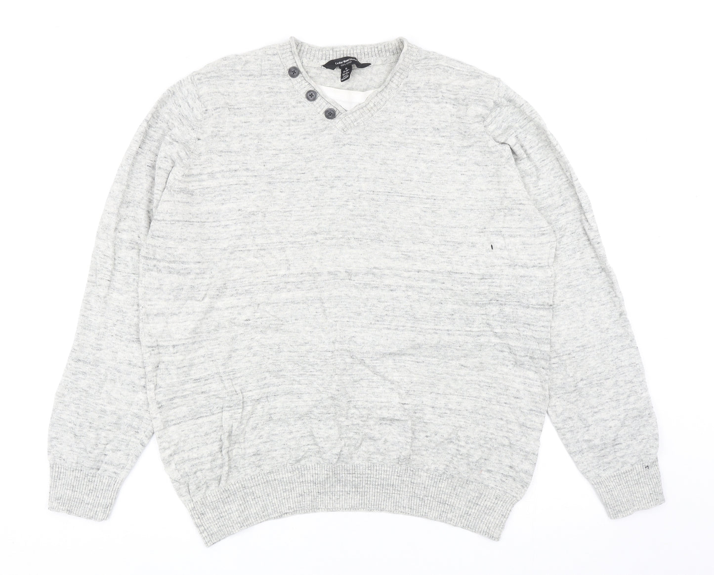 Cedar Wood State Mens Grey Round Neck Cotton Pullover Jumper Size XL