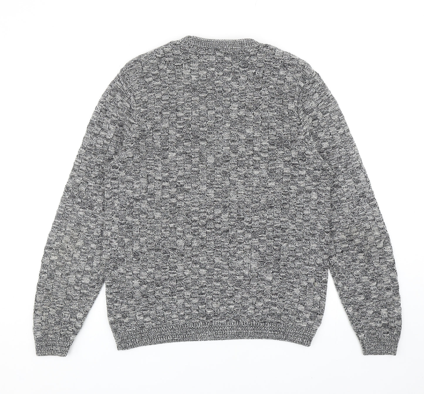 Topman Mens Grey Round Neck Acrylic Pullover Jumper Size M