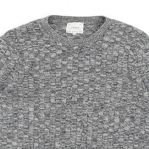 Topman Mens Grey Round Neck Acrylic Pullover Jumper Size M