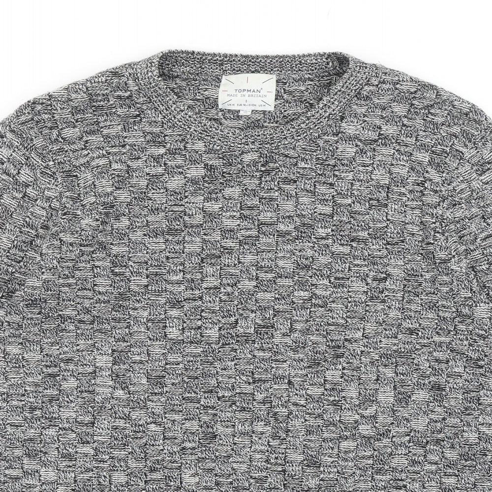 Topman Mens Grey Round Neck Acrylic Pullover Jumper Size M