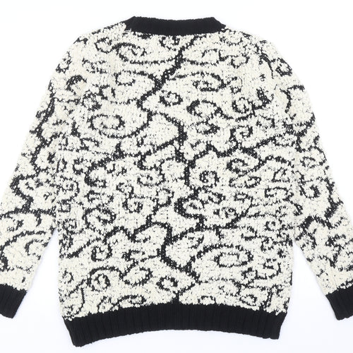 Katsumi Womens Ivory Scoop Neck Geometric Acrylic Pullover Jumper Size M