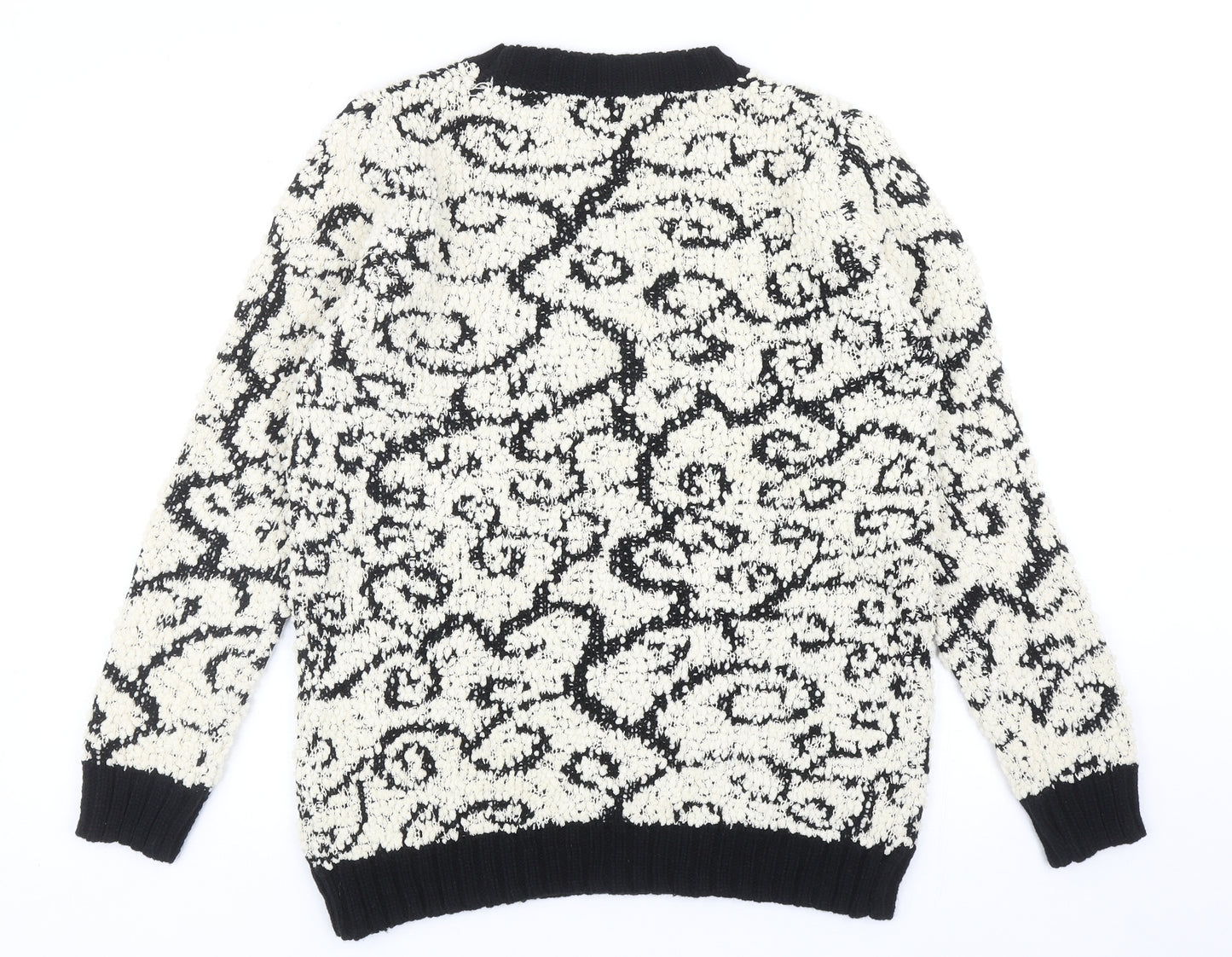 Katsumi Womens Ivory Scoop Neck Geometric Acrylic Pullover Jumper Size M