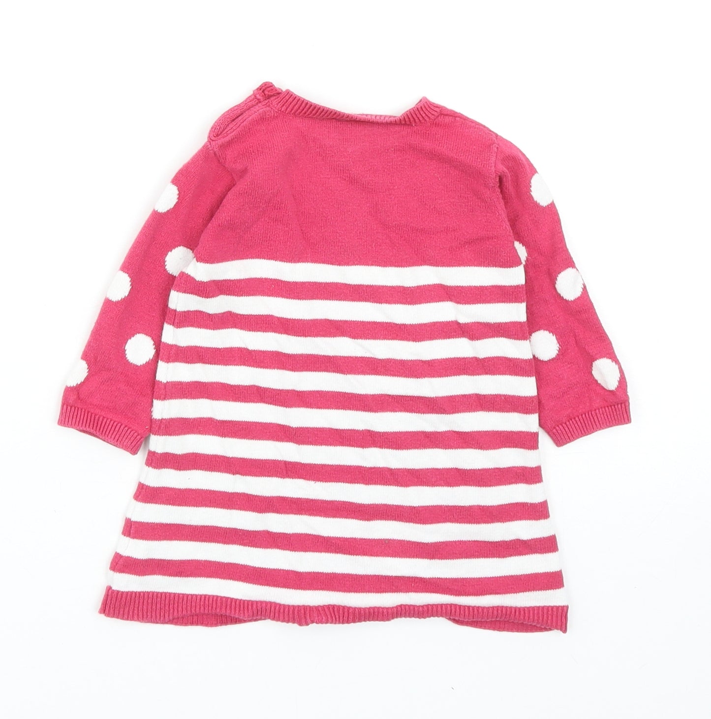 Blue Zoo Girls Pink Striped Cotton Shift Size 3-6 Months Round Neck Button