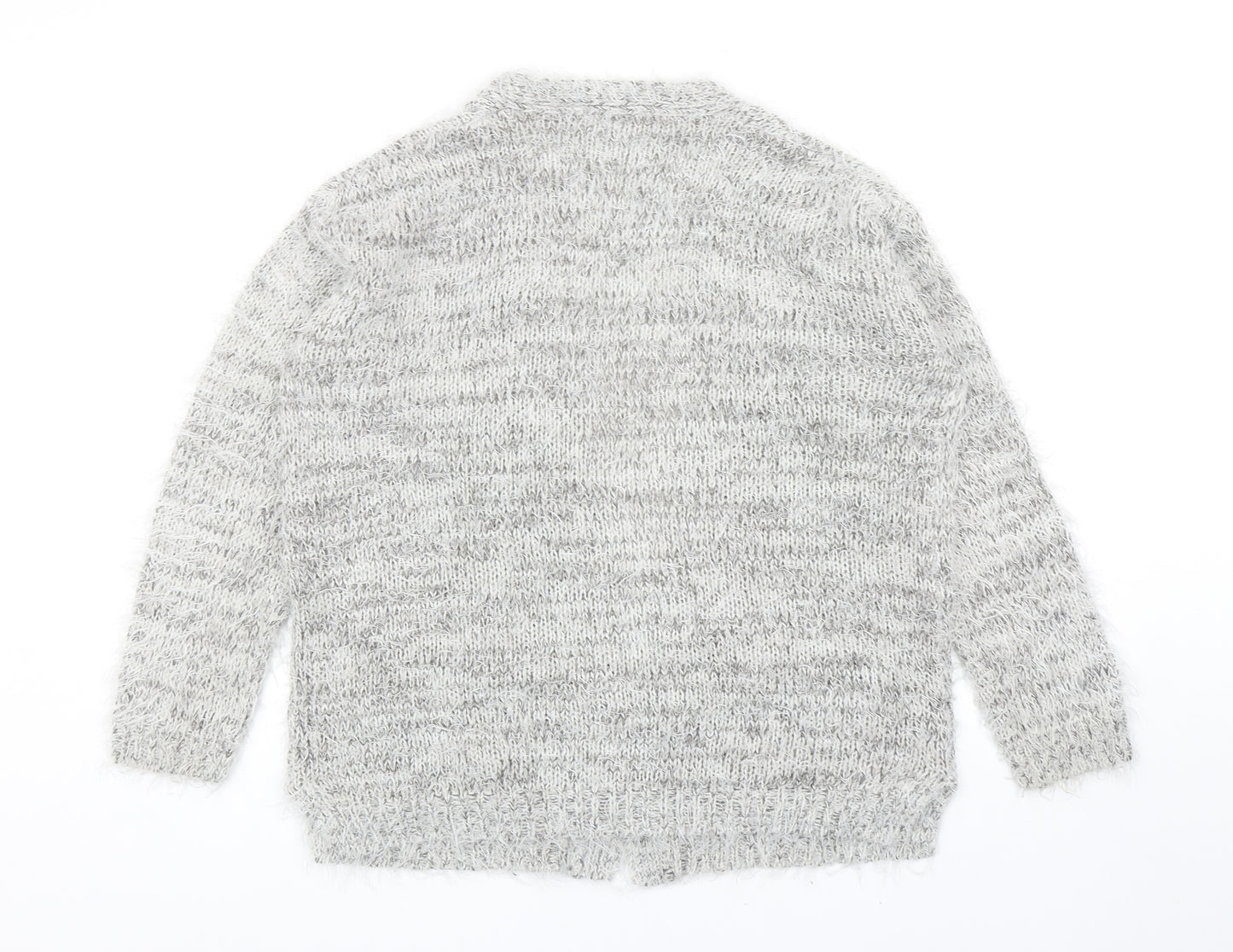 TU Womens Grey V-Neck Acrylic Cardigan Jumper Size 12