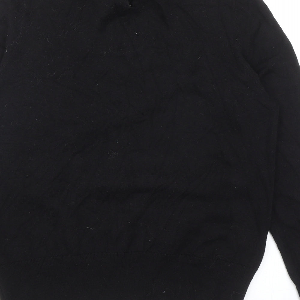 Oasis Womens Black Collared Floral Cotton Pullover Jumper Size M - Lace Detail
