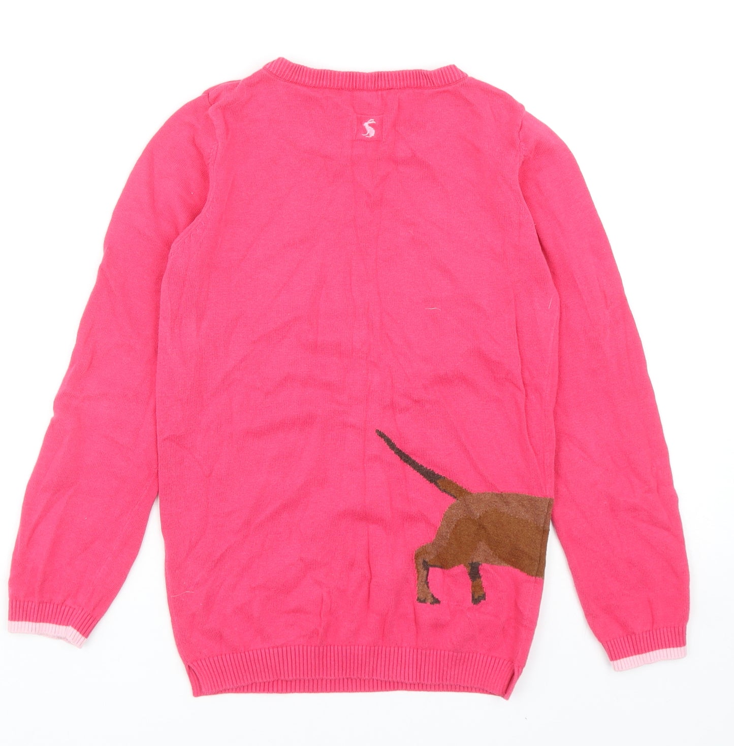 Joules Girls Pink Round Neck Cotton Pullover Jumper Size 11-12 Years Pullover - Dog