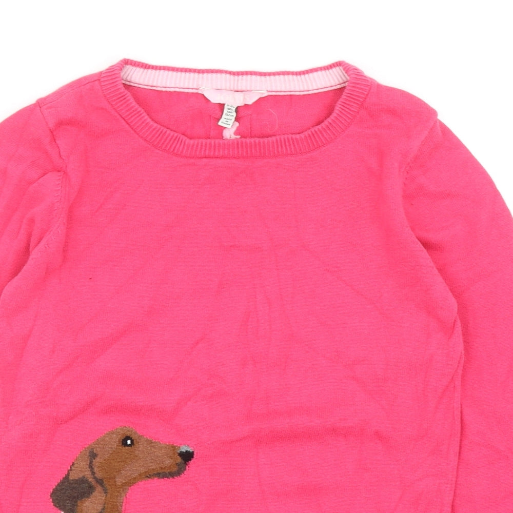 Joules Girls Pink Round Neck Cotton Pullover Jumper Size 11-12 Years Pullover - Dog