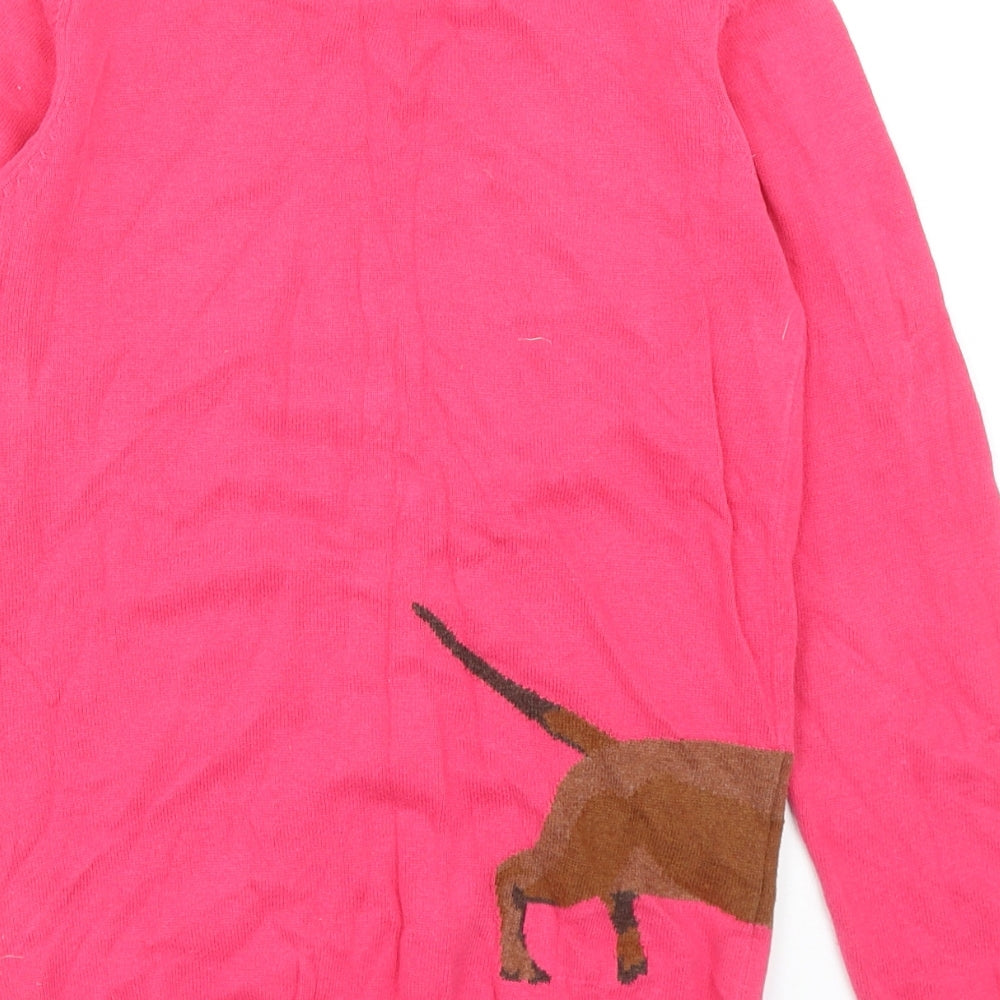 Joules Girls Pink Round Neck Cotton Pullover Jumper Size 11-12 Years Pullover - Dog