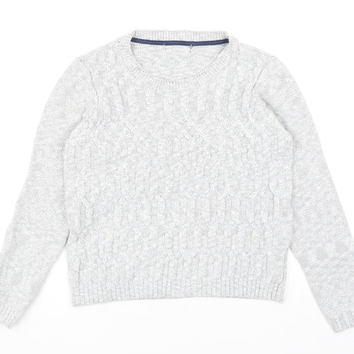 Marks and Spencer Womens Grey Round Neck Cotton Pullover Jumper Size 12