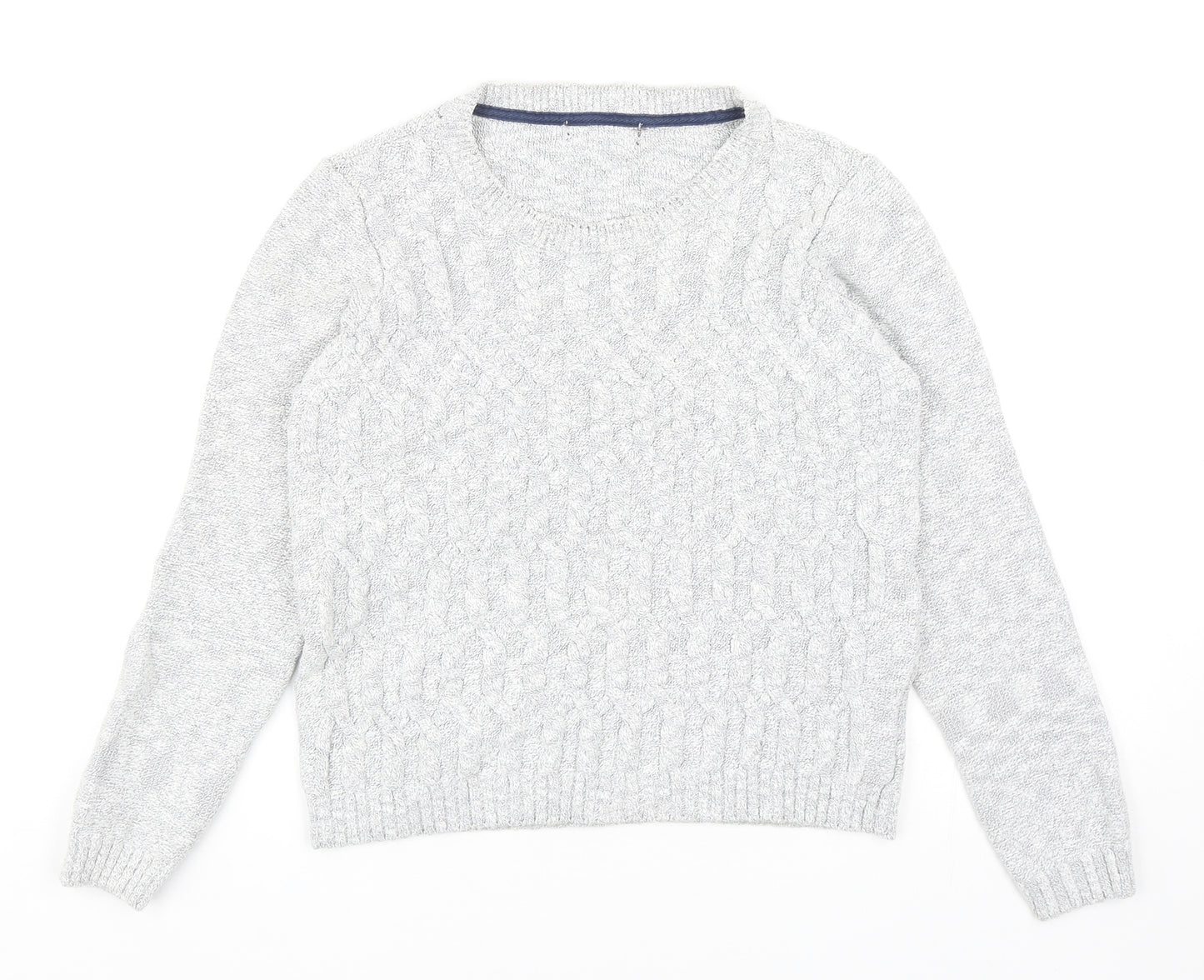 Marks and Spencer Womens Grey Round Neck Cotton Pullover Jumper Size 12