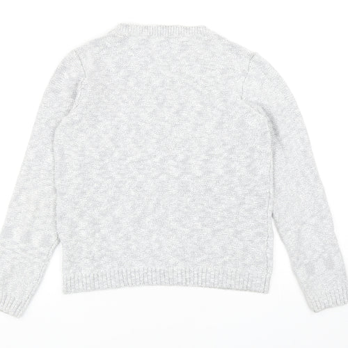 Marks and Spencer Womens Grey Round Neck Cotton Pullover Jumper Size 12