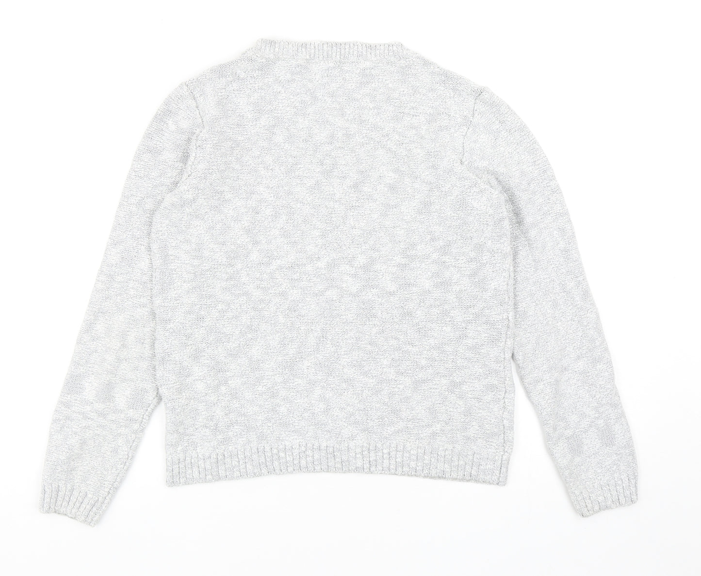 Marks and Spencer Womens Grey Round Neck Cotton Pullover Jumper Size 12