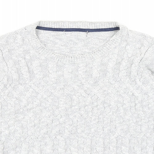 Marks and Spencer Womens Grey Round Neck Cotton Pullover Jumper Size 12