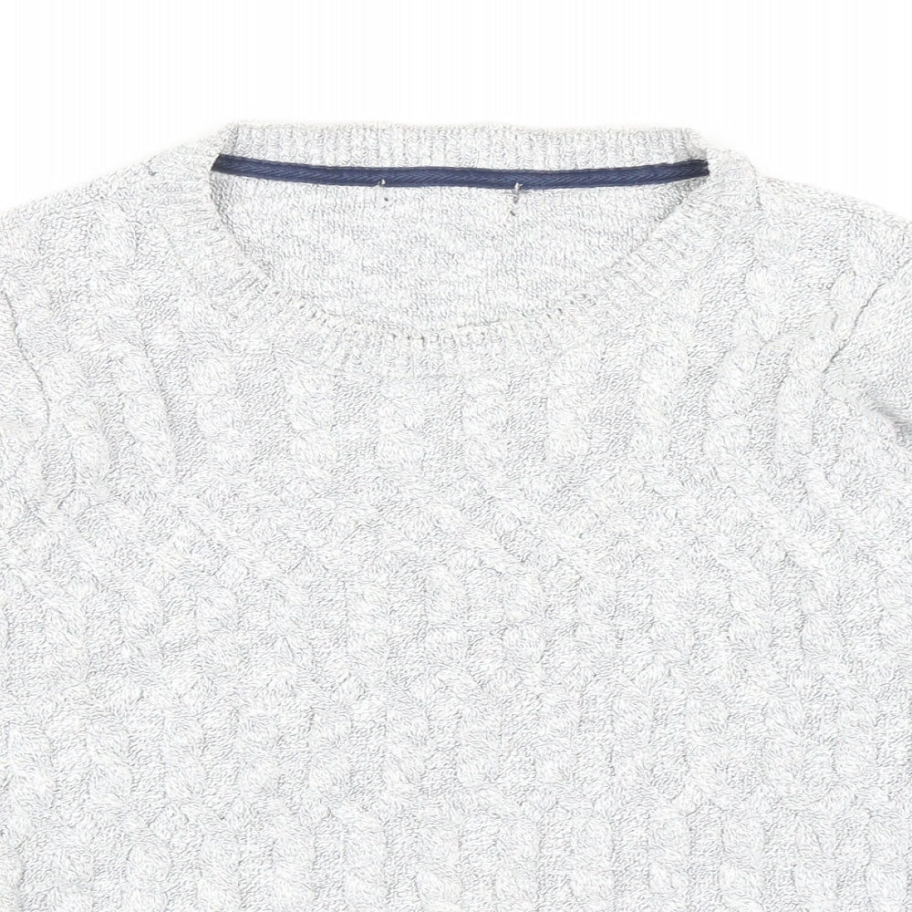 Marks and Spencer Womens Grey Round Neck Cotton Pullover Jumper Size 12