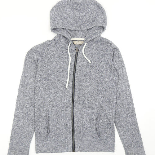 Della Lana Womens Blue Cotton Full Zip Hoodie Size XS Zip