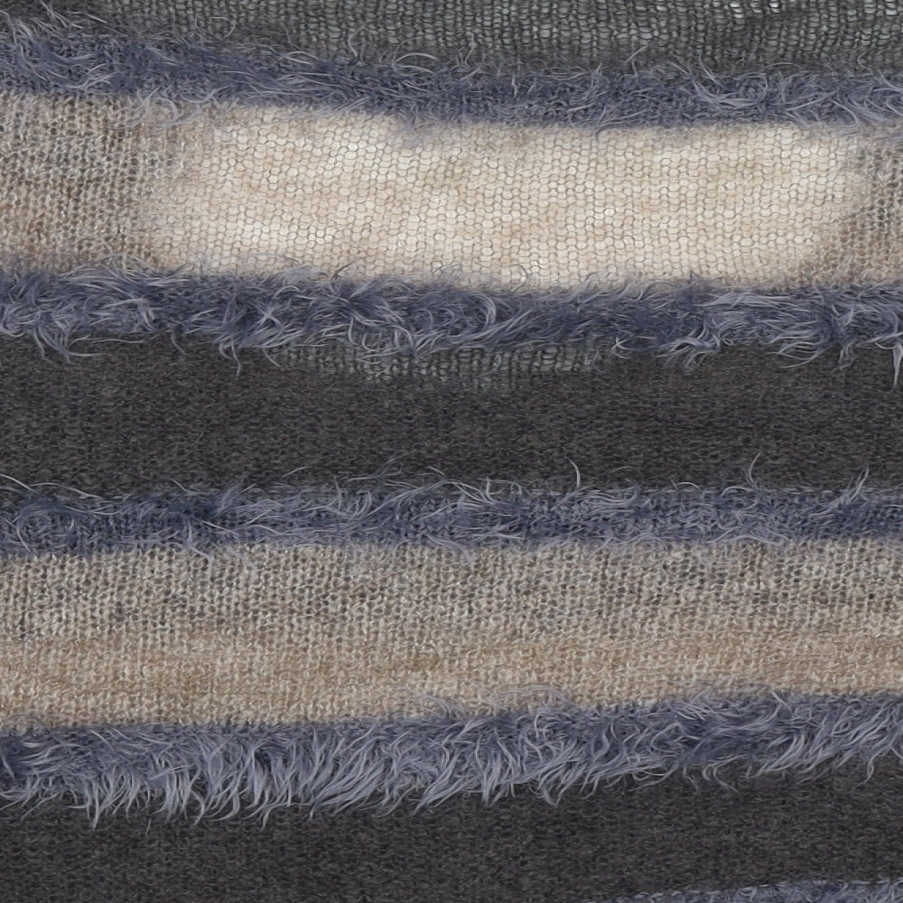 James Lakeland Womens Grey Scoop Neck Striped Mohair Pullover Jumper Size 14