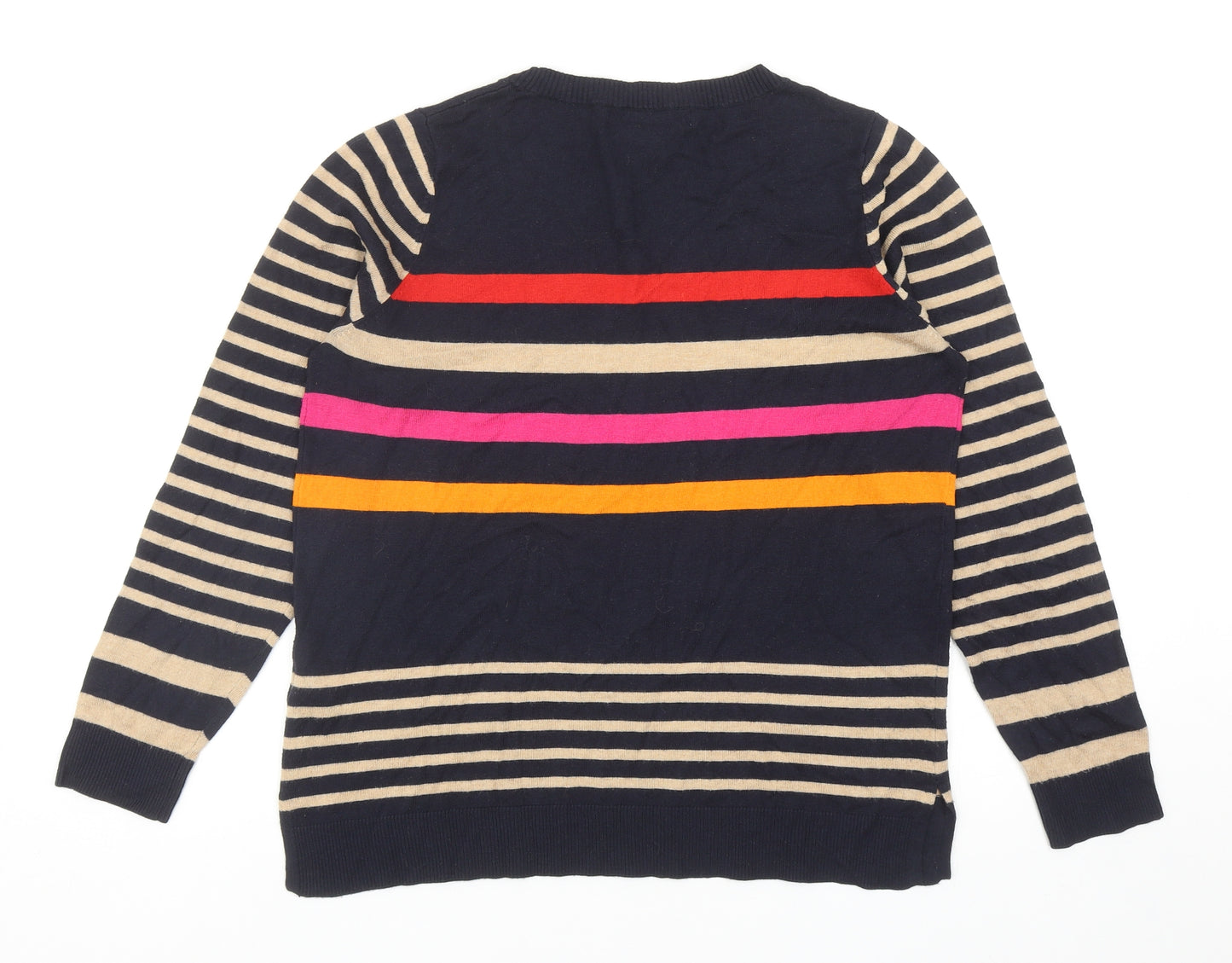 NEXT Womens Multicoloured Round Neck Striped Polyester Pullover Jumper Size 14