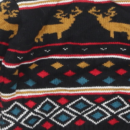 Mini Club Baby Black Fair Isle Cotton Pullover Jumper Size 9-12 Months Button - Christmas