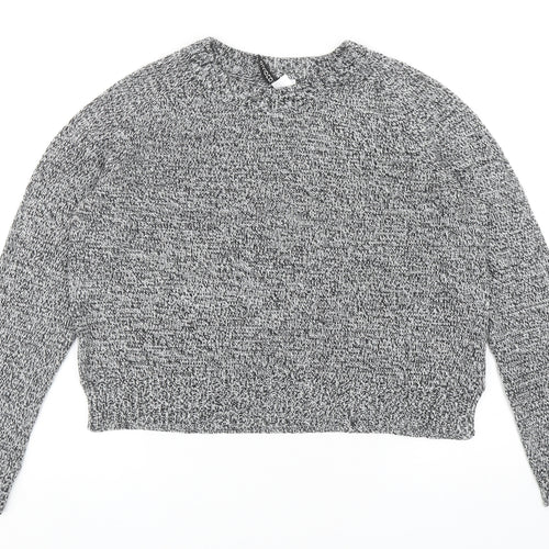 Divided by H&M Womens Grey Scoop Neck Acrylic Pullover Jumper Size S - Cropped