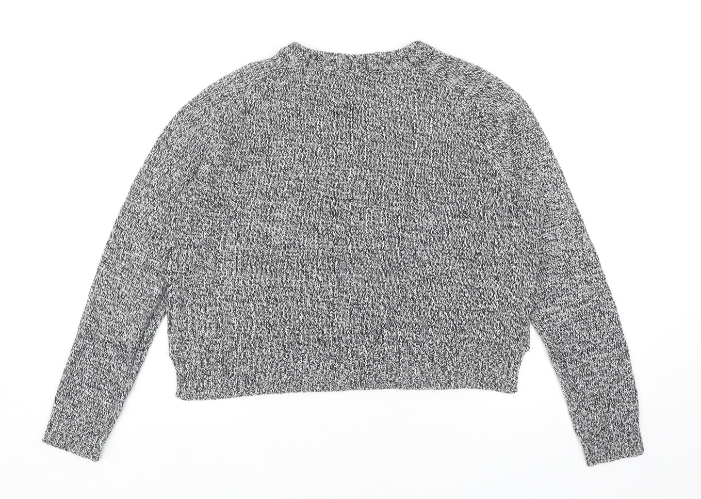 Divided by H&M Womens Grey Scoop Neck Acrylic Pullover Jumper Size S - Cropped