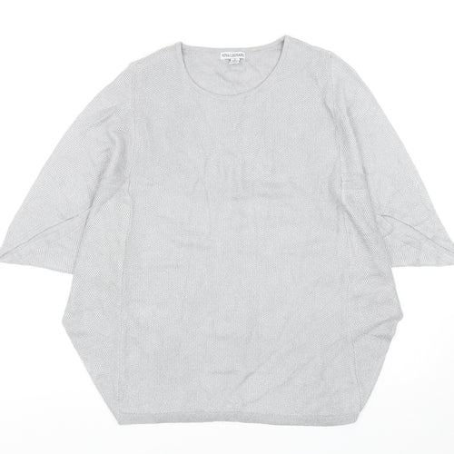 Nina Leonard Womens Silver Scoop Neck Viscose Pullover Jumper Size S