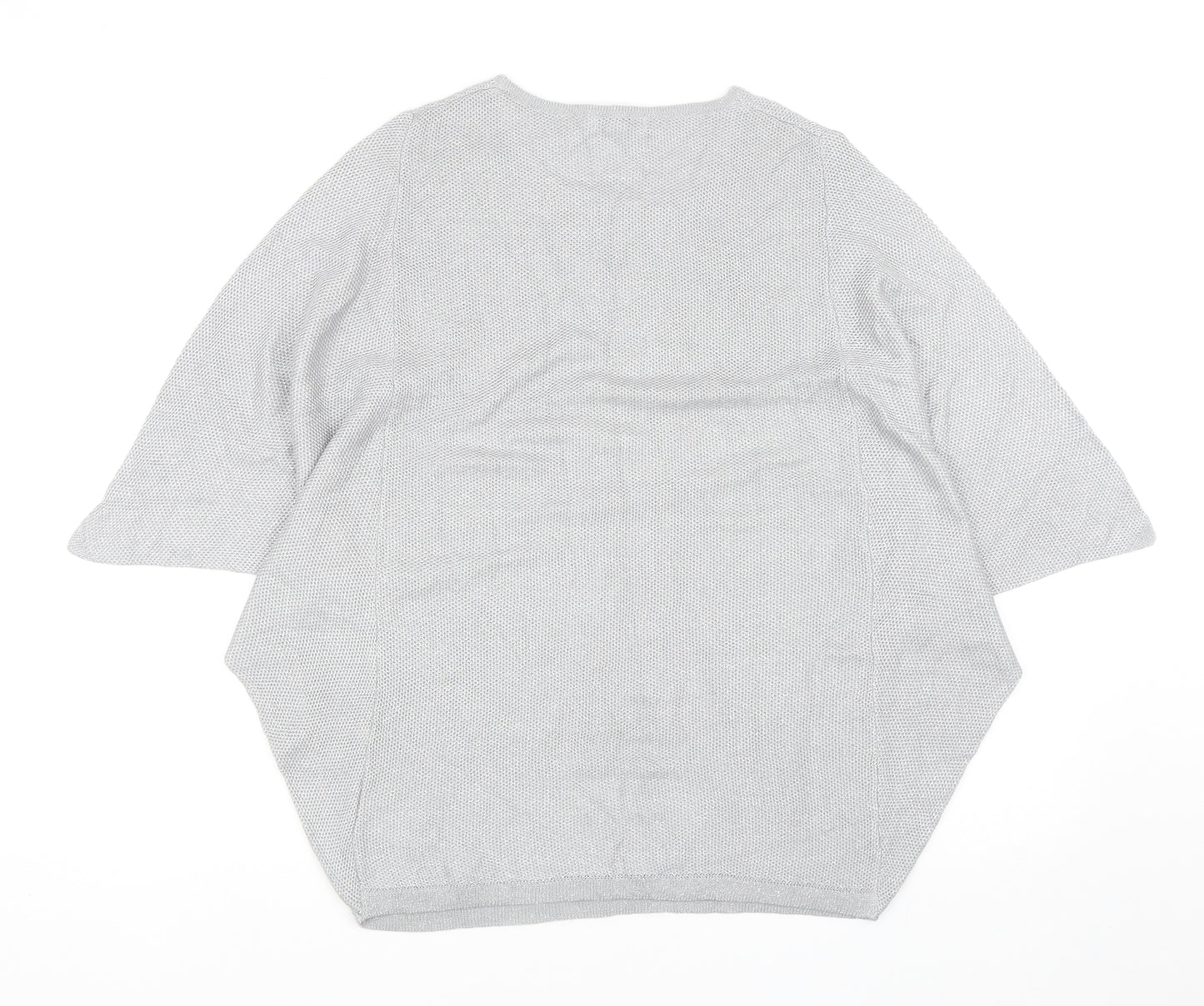 Nina Leonard Womens Silver Scoop Neck Viscose Pullover Jumper Size S