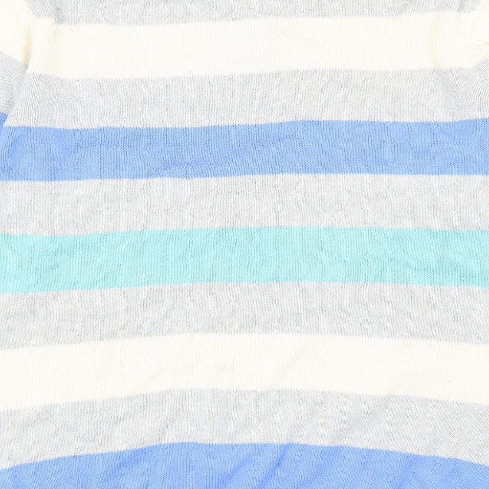 Cotton Traders Mens Multicoloured V-Neck Striped Cotton Pullover Jumper Size L