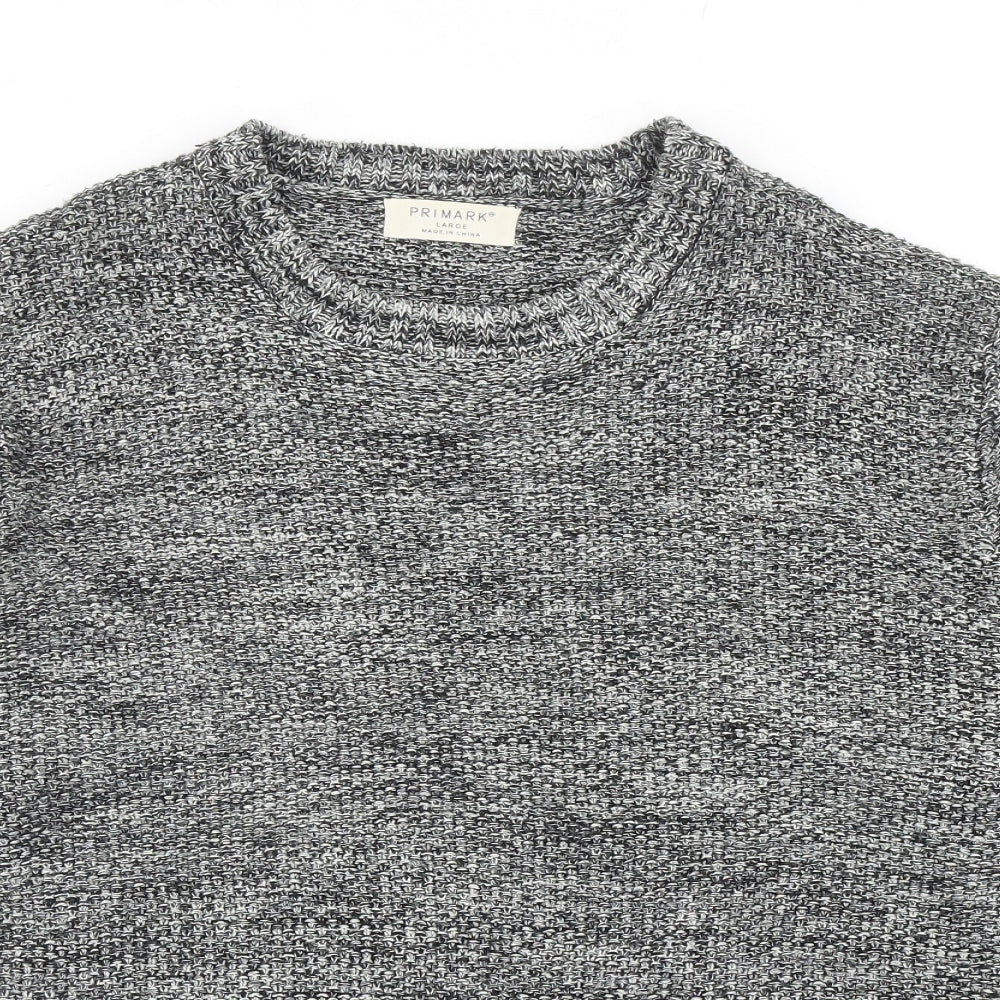 Primark Mens Grey Round Neck Acrylic Pullover Jumper Size L