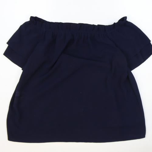 Dorothy Perkins Womens Blue Polyester Basic T-Shirt Size 16 Off the Shoulder