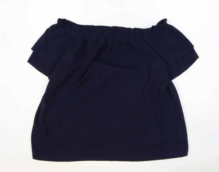Dorothy Perkins Womens Blue Polyester Basic T-Shirt Size 16 Off the Shoulder