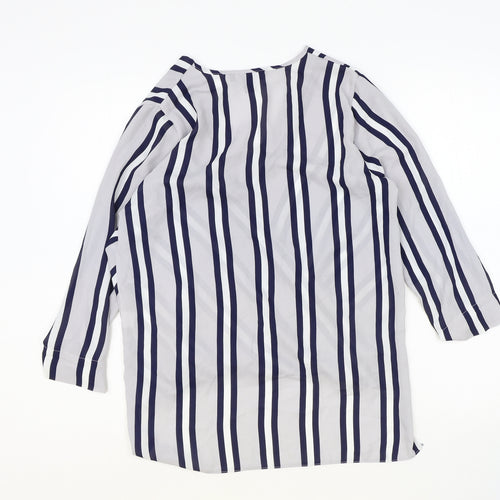 Atmosphere Womens Blue Striped Polyester Basic Blouse Size 8 V-Neck