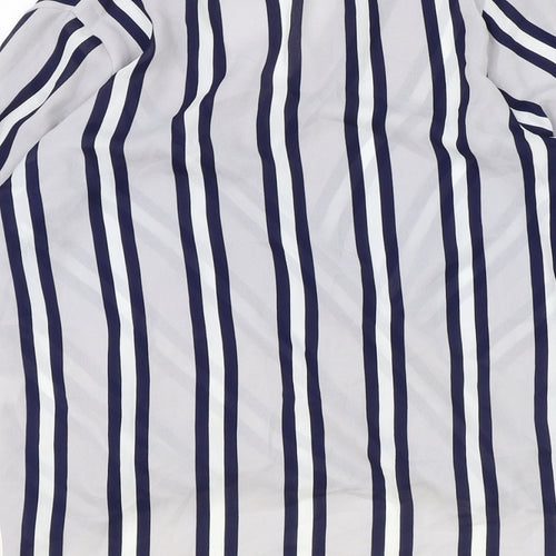 Atmosphere Womens Blue Striped Polyester Basic Blouse Size 8 V-Neck