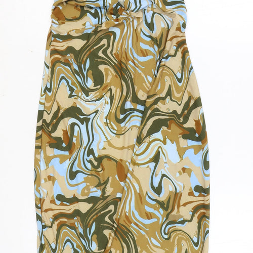 I SAW IT FIRST Womens Multicoloured Geometric Polyester Pencil Dress Size 10 Halter Tie