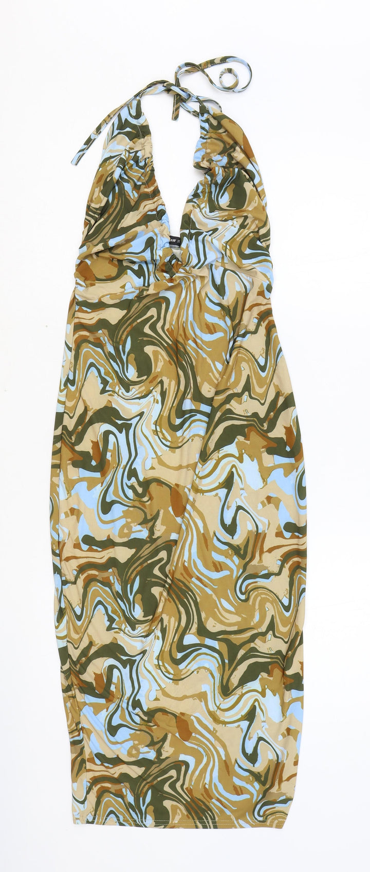 I SAW IT FIRST Womens Multicoloured Geometric Polyester Pencil Dress Size 10 Halter Tie