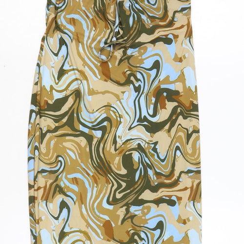 I SAW IT FIRST Womens Multicoloured Geometric Polyester Pencil Dress Size 10 Halter Tie