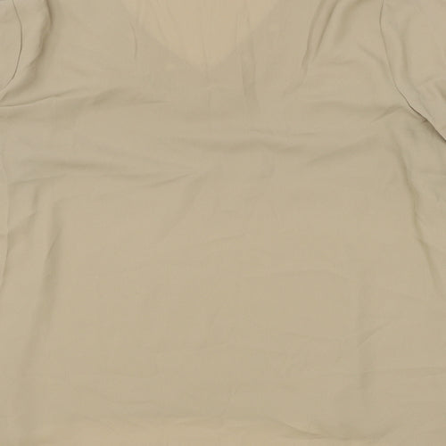 SAM & LILI Womens Brown Polyester Basic Blouse Size M V-Neck