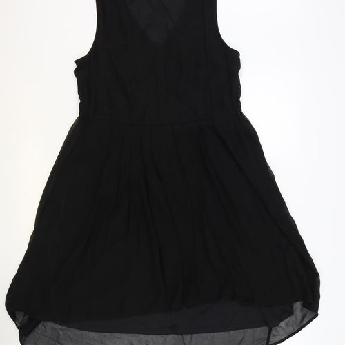 Evie Womens Black Polyester Fit & Flare Size 12 V-Neck Pullover