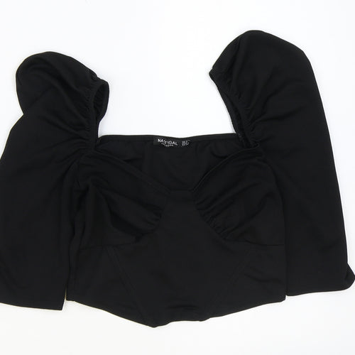 Nasty Gal Womens Black Polyester Cropped Blouse Size 8 Sweetheart