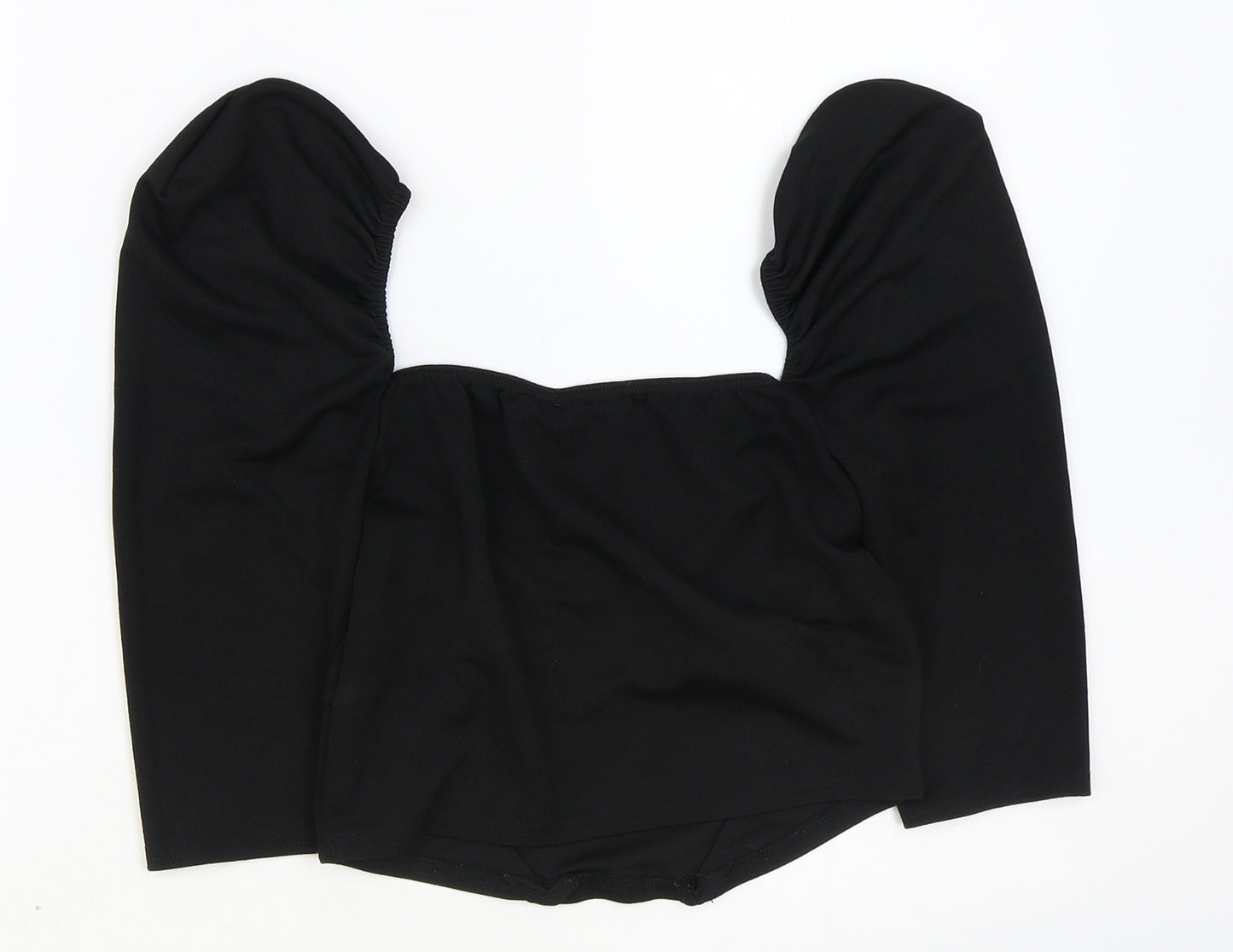 Nasty Gal Womens Black Polyester Cropped Blouse Size 8 Sweetheart