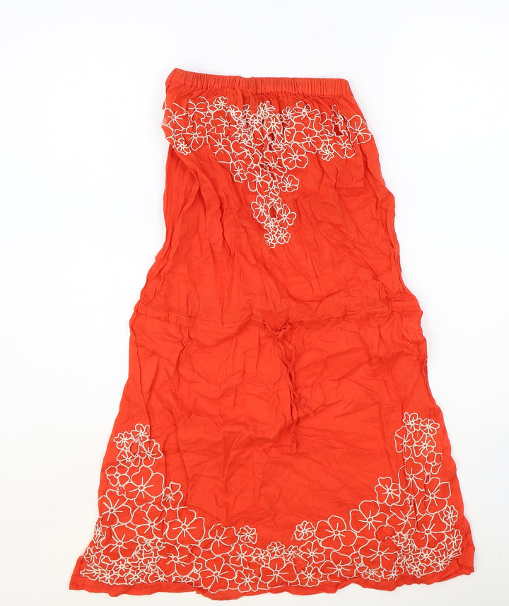 Topshop Womens Orange 100% Cotton A-Line Size S Off the Shoulder Pullover