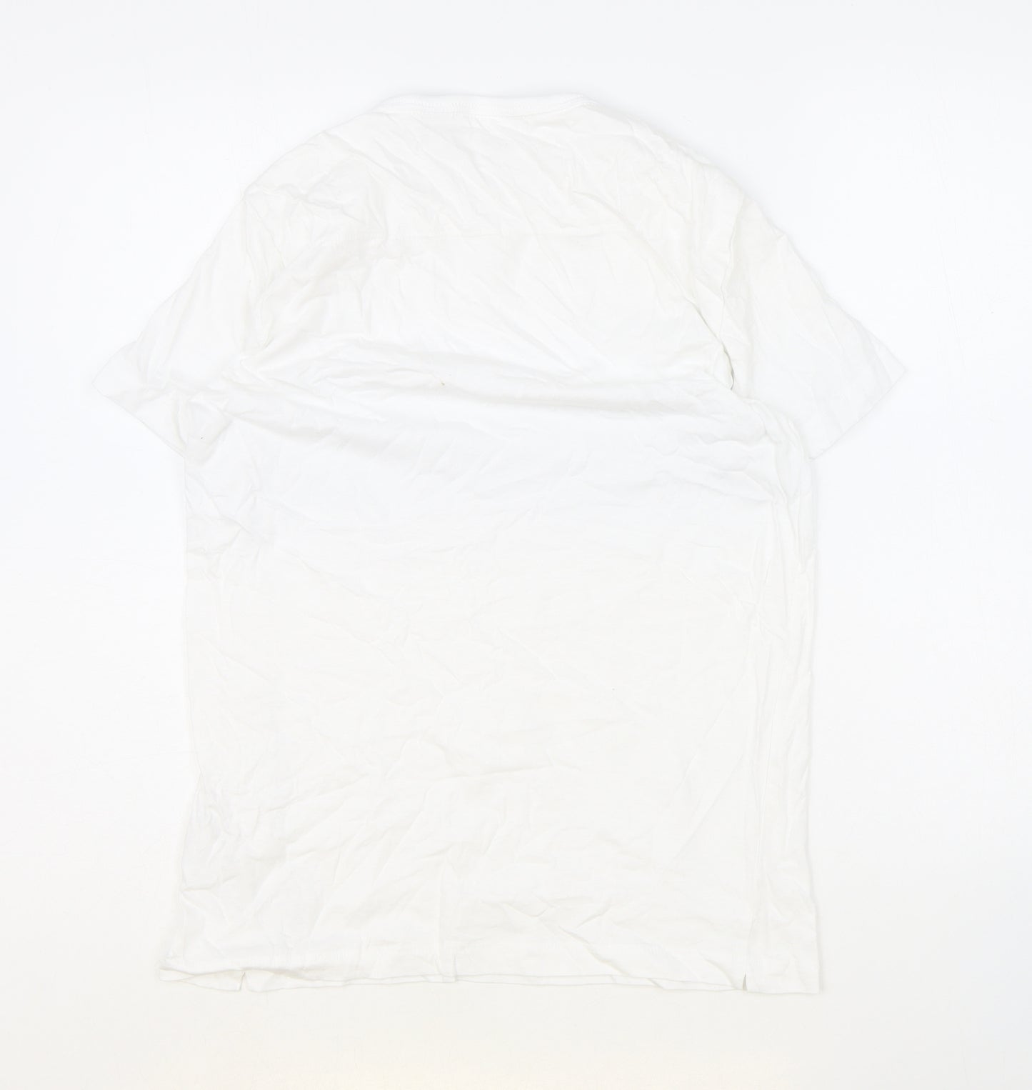 FCUK Mens White Cotton T-Shirt Size S Round Neck