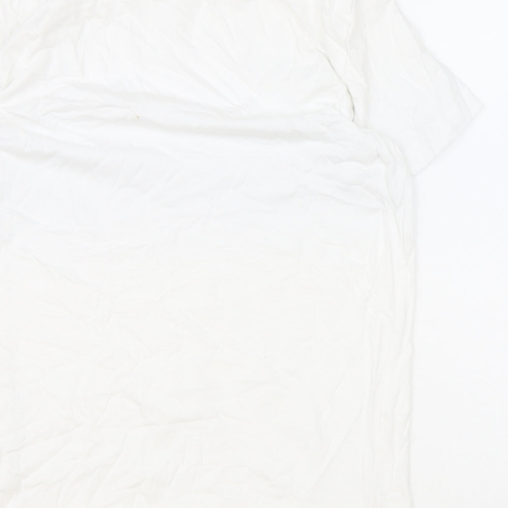 FCUK Mens White Cotton T-Shirt Size S Round Neck