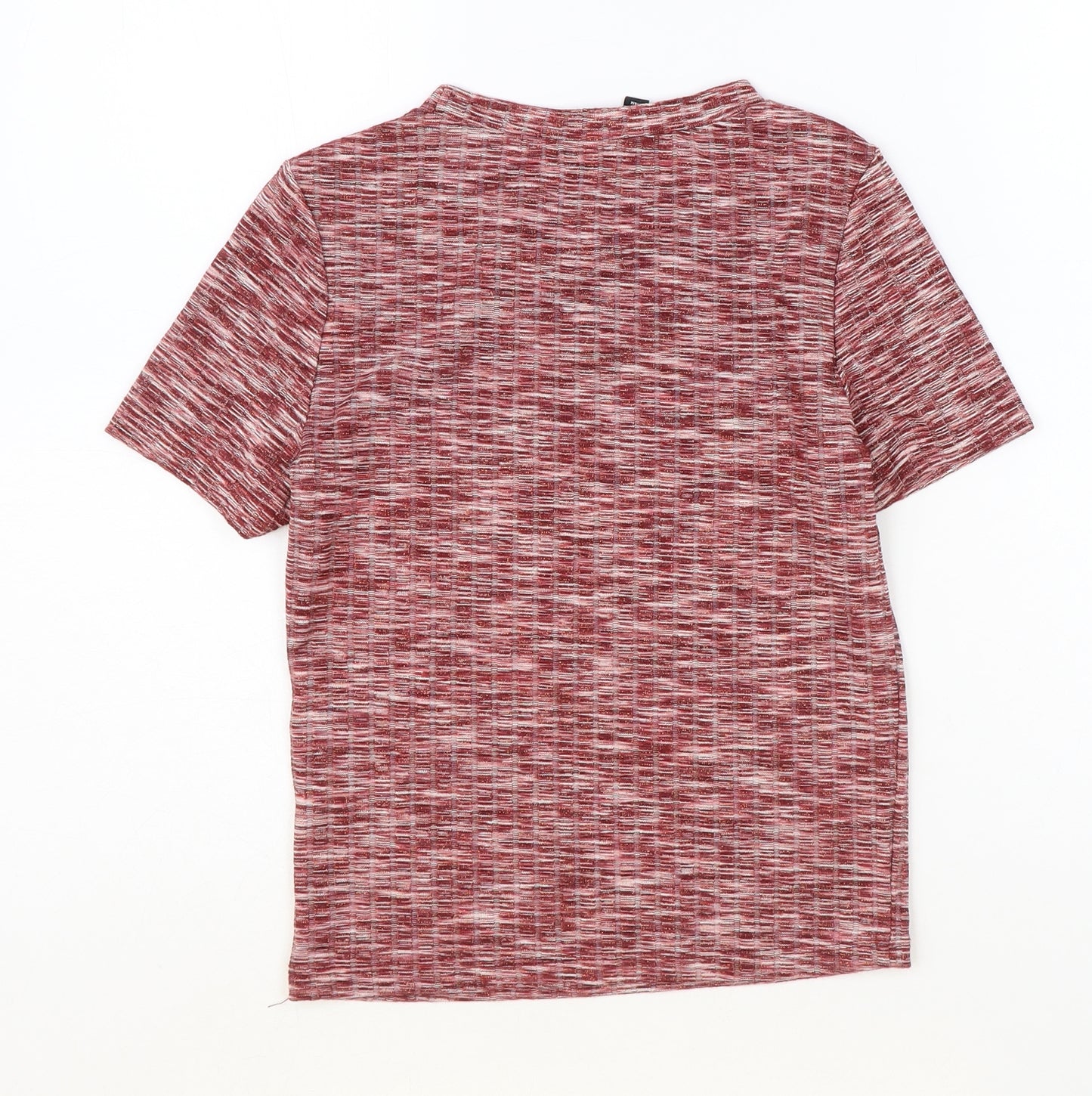 H&M Womens Red Viscose Basic T-Shirt Size XS Scoop Neck