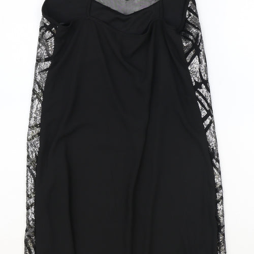 Atmosphere Womens Silver Geometric Polyester Slip Dress Size 10 V-Neck Pullover