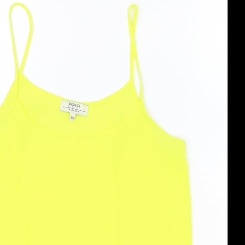 Papaya Womens Yellow Polyester Basic Tank Size 10 Round Neck