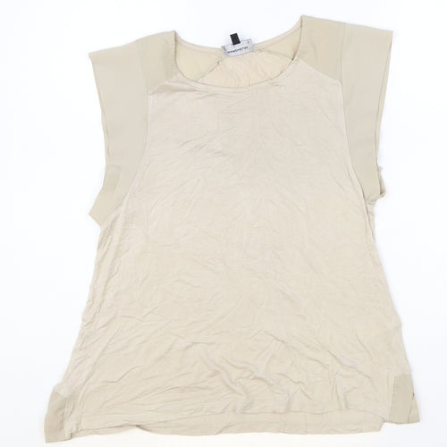 Warehouse Womens Brown Viscose Basic T-Shirt Size 12 Round Neck