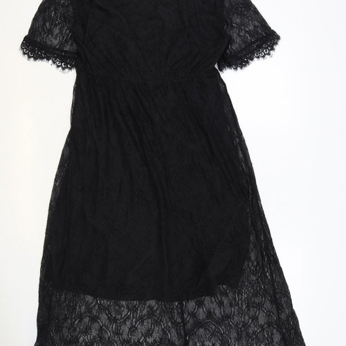 Saint Tropez Clothing Womens Black Polyester Maxi Size S V-Neck Pullover