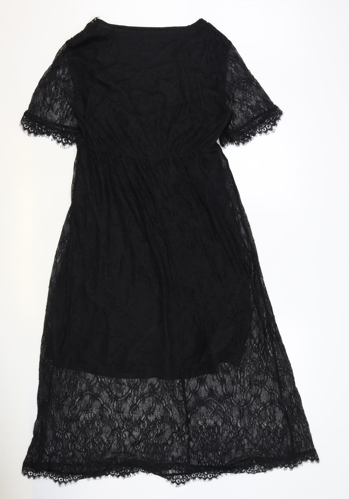 Saint Tropez Clothing Womens Black Polyester Maxi Size S V-Neck Pullover